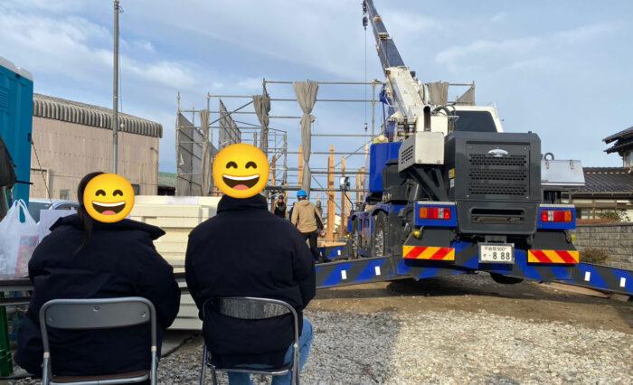 新築・注文住宅・リフォームなら鳥取県米子市の地元工務店、小田原工務店にお任せください。新築2階建て注文住宅のO様邸271、棟上げ中の写真。